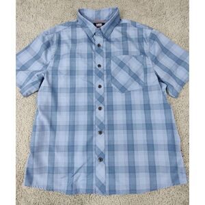 Alaskan Hardgear Shirt Men's L Blue Plaid Performance Polyester Button Down